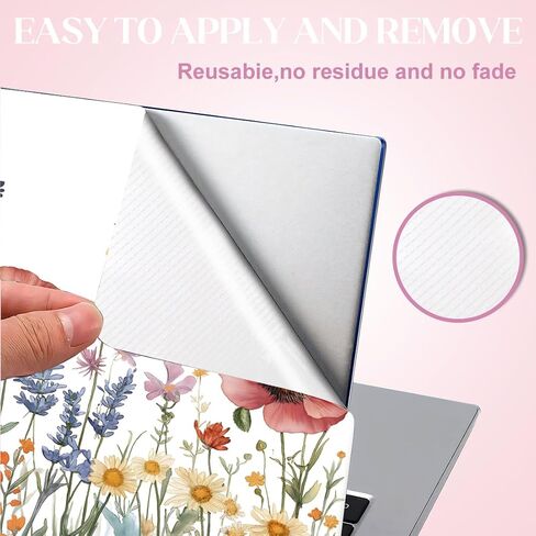 SUPERDANT Butterfly Girl Laptop Skin Decal Flowers Universal Laptops Skin Sticker Notebook Protector 12 13 13.3 14 15 15.4 15.6 Inches Vinyl Cover Removable Waterproof Personalized Art Decal in Kuwait