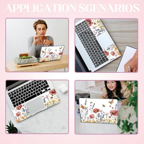 SUPERDANT Butterfly Girl Laptop Skin Decal Flowers Universal Laptops Skin Sticker Notebook Protector 12 13 13.3 14 15 15.4 15.6 Inches Vinyl Cover Removable Waterproof Personalized Art Decal in Kuwait