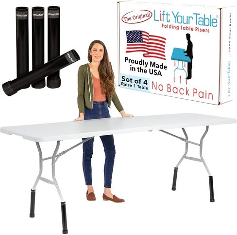 ارفع صخور طاولة طي Table® - ارتفاع العداد (القدم المنقولة) - المصنوع في الولايات المتحدة الأمريكية ، والخدمات الشاقة ، والوتين ، والمحمول ، وسهلة الاستخدام ترفع طاولات طي الساق المنحنية (مجموعة من 4) in Saudi Arabia