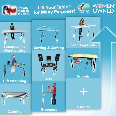 ارفع صخور طاولة طي Table® - ارتفاع العداد (القدم المنقولة) - المصنوع في الولايات المتحدة الأمريكية ، والخدمات الشاقة ، والوتين ، والمحمول ، وسهلة الاستخدام ترفع طاولات طي الساق المنحنية (مجموعة من 4) in Saudi Arabia