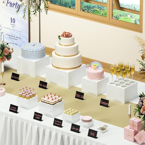 yimy 6 PCS Riseers ، Riseers Acrylic Food Riseers لطاولة البوفيه ، صناديق مكعب مع قيعان مجوفة ، رف معرض تقديم الطعام لمجوهرات ومقتنيات الحفلات الحلوى (3 ​​"x4" x5 "x6" x7 "x8 ') in Kuwait