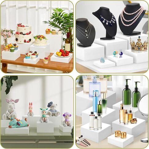 yimy 6 PCS Riseers ، Riseers Acrylic Food Riseers لطاولة البوفيه ، صناديق مكعب مع قيعان مجوفة ، رف معرض تقديم الطعام لمجوهرات ومقتنيات الحفلات الحلوى (3 ​​"x4" x5 "x6" x7 "x8 ') in Kuwait