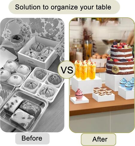 yimy 6 PCS Riseers ، Riseers Acrylic Food Riseers لطاولة البوفيه ، صناديق مكعب مع قيعان مجوفة ، رف معرض تقديم الطعام لمجوهرات ومقتنيات الحفلات الحلوى (3 ​​"x4" x5 "x6" x7 "x8 ') in Kuwait