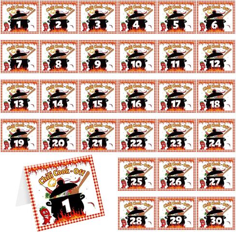 30 PCS Chili Cook Off مسابقة أرقام طاولة المسابقة من 1 إلى 30 in Saudi Arabia