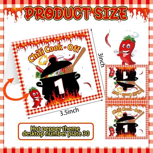 30 PCS Chili Cook Off مسابقة أرقام طاولة المسابقة من 1 إلى 30 in Saudi Arabia