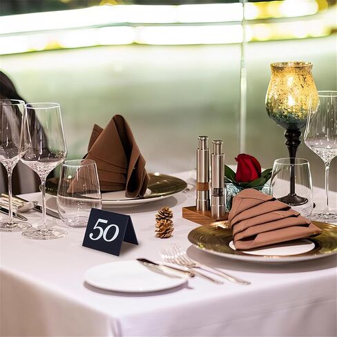OLYCRAFT 50pcs Tent Style Acrylic Table Numbers Signs 1-50 Double Sided Black Table Numbers Signs Acrylic Tent Table Numbers Stands Signs 2.1x2.5x1.9 Inch for Wedding Party Banquets Receptions in Saudi Arabia