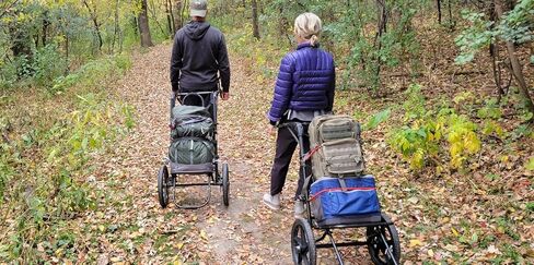 HD (disc Brakes) Hiking Cart, Hands-Free Hiking Trailer Travel Cart, Black in Saudi Arabia