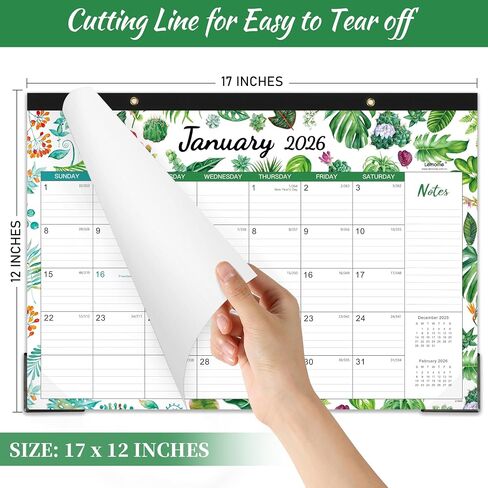 Desk Calendar 2026-2026 Desk/Wall Calendar, January - December 2026 Calendar, 12'' x 17'', with Large Ruled Blocks in Saudi Arabia