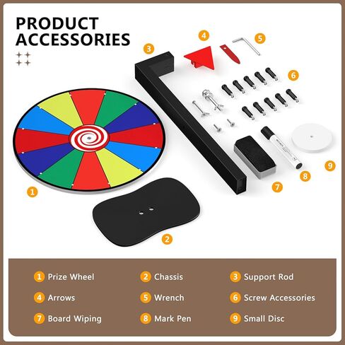 12-Inch Color Prize Prize Wheel, 12 Slot Editable Spinning Wheel with Dry Erase Board & Marker for Parties, Carnivals, Tradeshow Booths, Classroom Games​ in Saudi Arabia