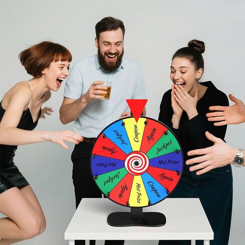 12-Inch Color Prize Prize Wheel, 12 Slot Editable Spinning Wheel with Dry Erase Board & Marker for Parties, Carnivals, Tradeshow Booths, Classroom Games​ in Saudi Arabia