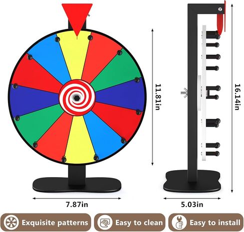 12-Inch Color Prize Prize Wheel, 12 Slot Editable Spinning Wheel with Dry Erase Board & Marker for Parties, Carnivals, Tradeshow Booths, Classroom Games​ in Saudi Arabia