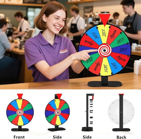 12-Inch Color Prize Prize Wheel, 12 Slot Editable Spinning Wheel with Dry Erase Board & Marker for Parties, Carnivals, Tradeshow Booths, Classroom Games​ in Saudi Arabia