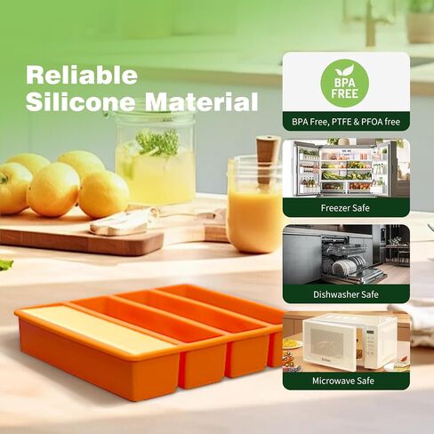 Silicone Butter Molds with Lid, Non-Stick Homemade Butter Mold, Includes 2 Spatulas, Freshness Locked, Easy Release, Versatile Shaping for Baking and Freezing, Orange in Saudi Arabia