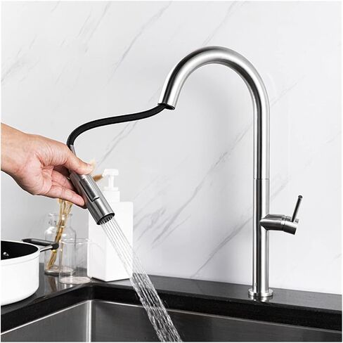 Pull Type Kitchen Faucet wiredrawing Black Kitchen Sink Cold and hot Faucet 360 Degree Rotating Kitchen Mixing Faucet(Black Gold) in Saudi Arabia