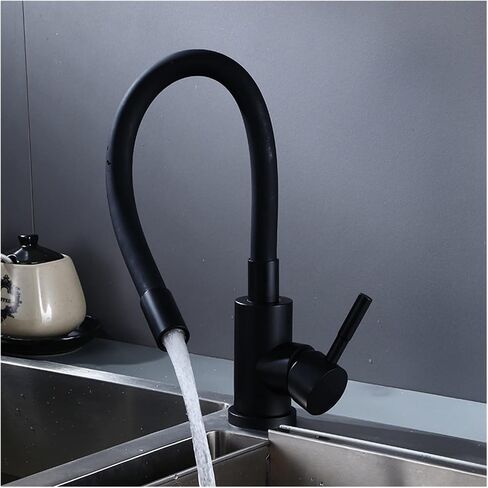 Matte Black Kitchen Faucet Stainless Steel Pull Down Basin Sink Spray Tap Mixer Cold and hot Tap Single Handle Flexible Faucet(2) in Kuwait