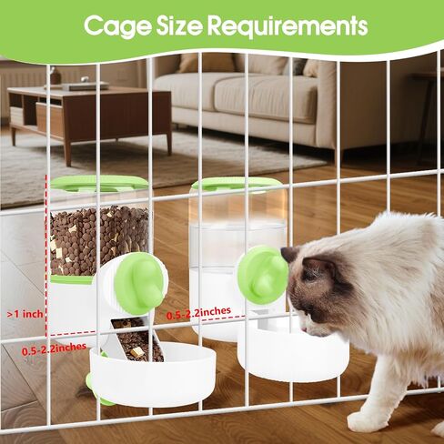 Hanging Automatic Pet Food Water Dispenser Set,Gravity Feeder Food Dispenser,Suitable for Caged Rabbits, Cats, Guinea Pigs Ferret, Dutch Pigs, Puppies, etc., Gray in Saudi Arabia