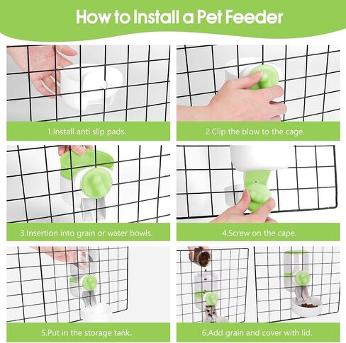 Hanging Automatic Pet Food Water Dispenser Set,Gravity Feeder Food Dispenser,Suitable for Caged Rabbits, Cats, Guinea Pigs Ferret, Dutch Pigs, Puppies, etc., Gray in Saudi Arabia