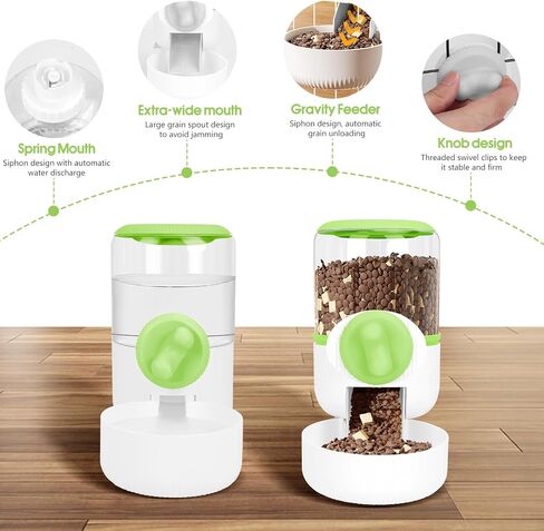 Hanging Automatic Pet Food Water Dispenser Set,Gravity Feeder Food Dispenser,Suitable for Caged Rabbits, Cats, Guinea Pigs Ferret, Dutch Pigs, Puppies, etc., Gray in Saudi Arabia