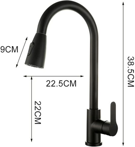 Black/Brushed Kitchen Faucet Two Function Single Handle Pull Out Mixer Hot and Cold Water Faucet Deck Mount(Matte Black) in Kuwait