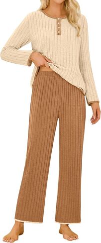 مجموعات صالة Womens Womens Blooming 2 قطعة بيجاما مجموعات بلوك ألوان مجموعة Sleepwear PJ Set 2025 Fall Outfits in Saudi Arabia