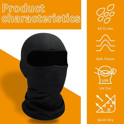 Black Ski Mask for Men Balaclava,Summer Cooling Neck Gaiter UV Protector Motorcycle Ski Scarf for Men/Women Sports mask in Saudi Arabia