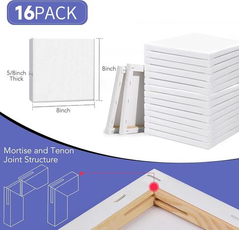 ESRICH 12x16 Stretched Canvas for Painting, 8 Pack Blank Canvases for Painting -5/8 in Profile Primed Cotton Painting Canvas for Oil & Acrylic Paint in Kuwait
