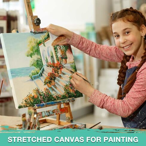 ESRICH 12x16 Stretched Canvas for Painting, 8 Pack Blank Canvases for Painting -5/8 in Profile Primed Cotton Painting Canvas for Oil & Acrylic Paint in Kuwait