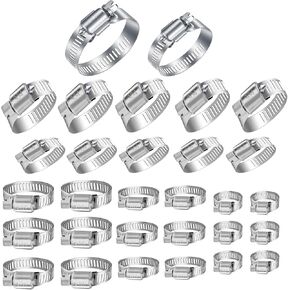 30Pcs VAYTOP 304 Stainless Steel Hose Clamps (1/4 to 2 Inch, 6-51mm) - Adjustable Worm Gear Clamps for Automotive, Plumbing, Washing Machine, Garden & Mechanical Hose Connections | Rust-Proof in Saudi Arabia