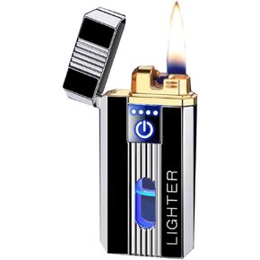 2024 Kerosene Soft Flame Lighter, Smart Induction Lighter, Metal Lighter, Lighter with Visible Window, Suitable for Candles, Camping, etc. (Fuel not Included)(Silver 1) in Saudi Arabia