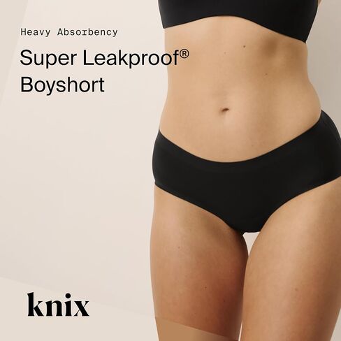 KNIX Super Leakproof Boyshort - Period Underwear for Women - Black, XXX-Large (1 Pack) in Saudi Arabia