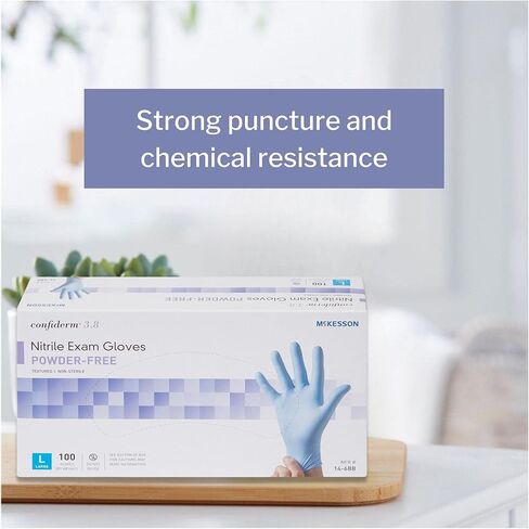 McKesson Cofererm 3.8c قفازات امتحان النتريل ، غير قفاز ، خالي من المسحوق ، أزرق ، كبير ، 100 عدد ، صندوق واحد in Saudi Arabia
