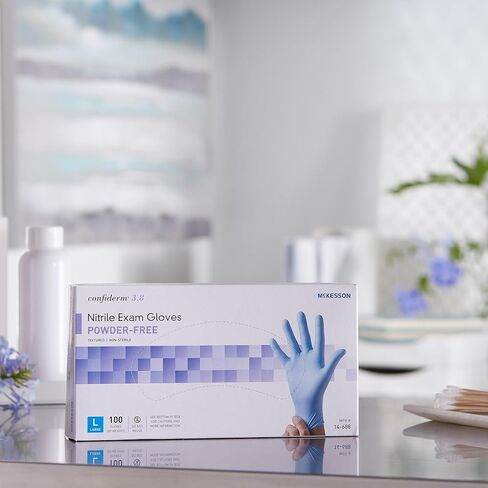 McKesson Cofererm 3.8c قفازات امتحان النتريل ، غير قفاز ، خالي من المسحوق ، أزرق ، كبير ، 100 عدد ، صندوق واحد in Saudi Arabia
