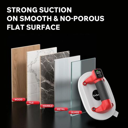 Suction Cups for Glass Lifting, LCD Display, Brushless Motors, 485 LBS Max Load, Heavy Duty Suction Cup Lifter with Batteries for Lifting Large Glass, Tile, Granite, Metal, Windshield, Black in Saudi Arabia