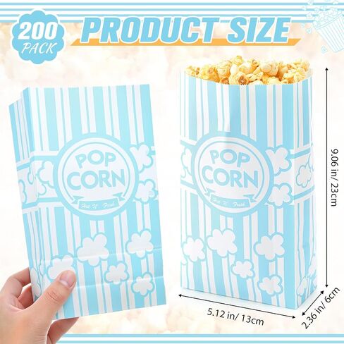 200 PCS Paper Popcorn Bags Bulk 2 Oz blud slat bottom bloys Red and White يمكن التخلص من الحاوية القابلة للتصرف في فيلم Night Night Bucket for Retro Movie Party Party Carnival Supplies (Red and White) in Saudi Arabia