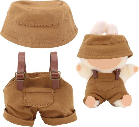 15cm-17cm Dolls Clothes with Adjustable Straps & Cute Hat for Girls, Summer Overalls Outfits Clothing Set for 17 CM Doll, Cute Fashion Ropa De for Have a Seat Doll Daily Wear-Blue in Kuwait