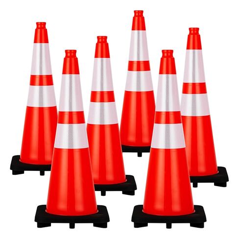 مخروطات المرور 28 "، Peakpursuit 6 PCS Safety Cones ، PVC Orange Safety Road STARKES مع اثنين in Kuwait