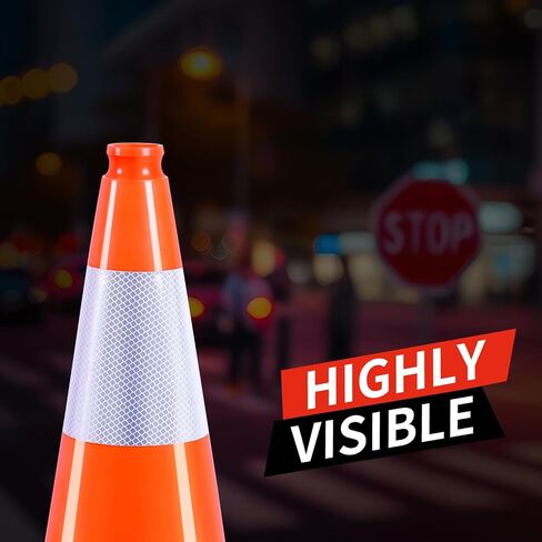 28 بوصة الأقماع حركة المرور (8 عبوة) ، مخاريط البناء PVC الشاقة مع قاعدة سوداء مرجح لسلامة الطرق ، مخاريط السلامة البرتقالية مع أطواق عاكسة لوقوف السيارات والسائق in Saudi Arabia