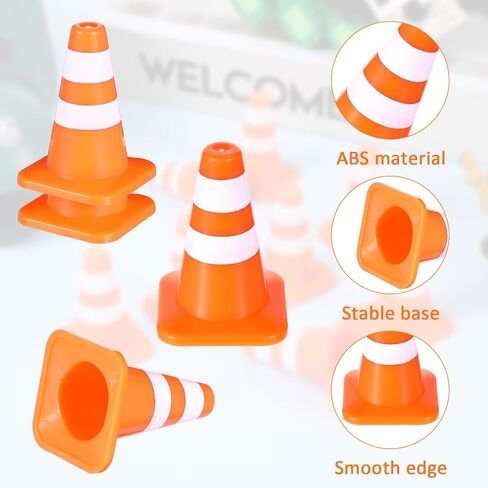 10pcs Mini Plastic Traffic Cones 1.4" Training Roadblock Cones Traffic Signs Mini Road Safety Cone Miniature Barricades Small Construction Cone Tiny Orange Cone for Kid Engineer Party Micro Landscape in Saudi Arabia