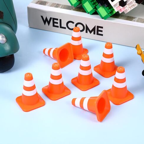 10pcs Mini Plastic Traffic Cones 1.4" Training Roadblock Cones Traffic Signs Mini Road Safety Cone Miniature Barricades Small Construction Cone Tiny Orange Cone for Kid Engineer Party Micro Landscape in Saudi Arabia