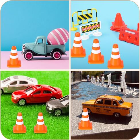10pcs Mini Plastic Traffic Cones 1.4" Training Roadblock Cones Traffic Signs Mini Road Safety Cone Miniature Barricades Small Construction Cone Tiny Orange Cone for Kid Engineer Party Micro Landscape in Saudi Arabia