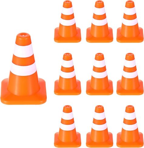 10pcs Mini Plastic Traffic Cones 1.4" Training Roadblock Cones Traffic Signs Mini Road Safety Cone Miniature Barricades Small Construction Cone Tiny Orange Cone for Kid Engineer Party Micro Landscape in Saudi Arabia