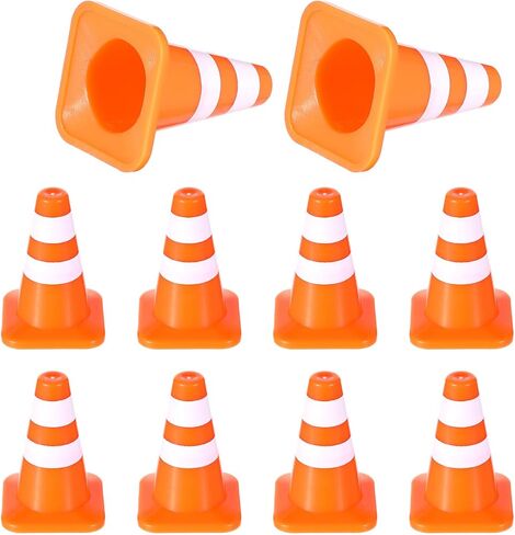 10pcs Mini Plastic Traffic Cones 1.4" Training Roadblock Cones Traffic Signs Mini Road Safety Cone Miniature Barricades Small Construction Cone Tiny Orange Cone for Kid Engineer Party Micro Landscape in Saudi Arabia