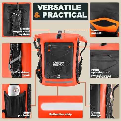 Waterproof Backpack Dry Bag 35L/55L – Heavy Duty Roll-Top Hiking Backpack Sack Keeps Gear Dry for Travel, Kayaking, Boating, Camping, Rafting and Fishing in Kuwait
