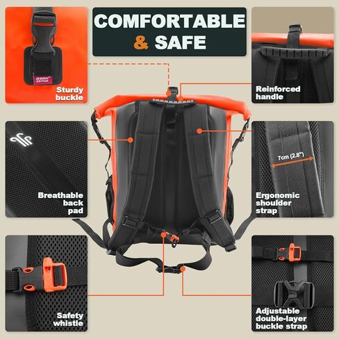 Waterproof Backpack Dry Bag 35L/55L – Heavy Duty Roll-Top Hiking Backpack Sack Keeps Gear Dry for Travel, Kayaking, Boating, Camping, Rafting and Fishing in Kuwait