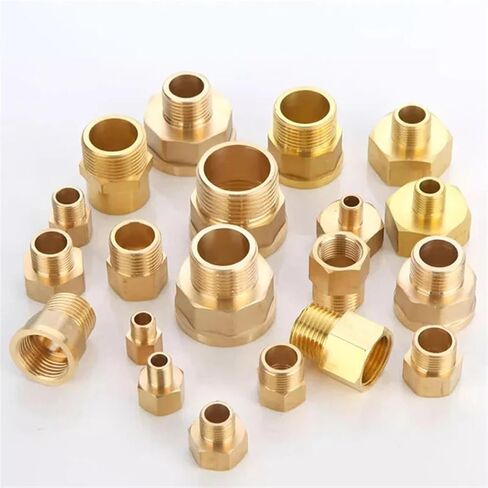10pcs ذكر إلى أنثى الخيط hex hex brass النحاس الموصلات النحاس المحول المحول الخيوط ملاءمة 1/8 "1/4" 3/8 "1/2" (M02-F04) in Kuwait