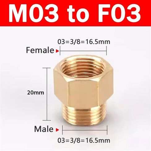 10pcs Male to Female Thread Hex Bushing Brass Pipe Connectors Brass Coupler Adapter Threaded Fitting 1/8" 1/4" 3/8" 1/2"(M02-F04) in Saudi Arabia