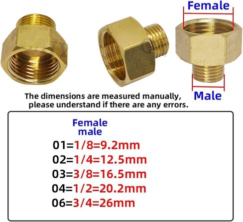 1PCS BRASS 1/8 "1/4" 3/8 "1/2" M14 M20 Male to Female Threading hexagonal hexagonal تقليل أنابيب غاز محول محول (3) in Kuwait