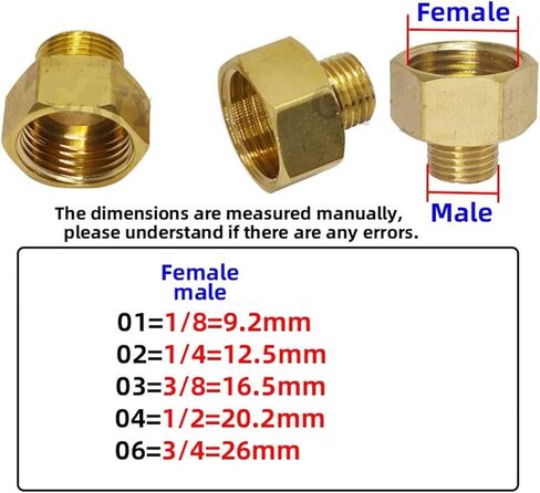 1PCS BRASS 1/8 "1/4" 3/8 "1/2" M14 M20 Male to Female Threading hexagonal hexagonal تقليل أنابيب غاز محول محول (3) in Kuwait