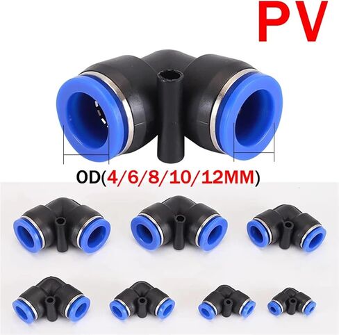 20 pcs موصل تركيب الهوائية pv خرطوم بلاستيكي 4 مم 6 مم 8 مم 10 مم 12 مم دفع هواء المرفق المرفق في موصل سريع (PV-4) in Saudi Arabia