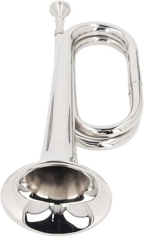 Bugle C Key Military Trumpet Cavalry Trumpet Premium Brass Clear Sound Precise Pitch Easy to Play for Orchestra Marching Band Silver 11cm Mouthpiece 34cm Height in Saudi Arabia